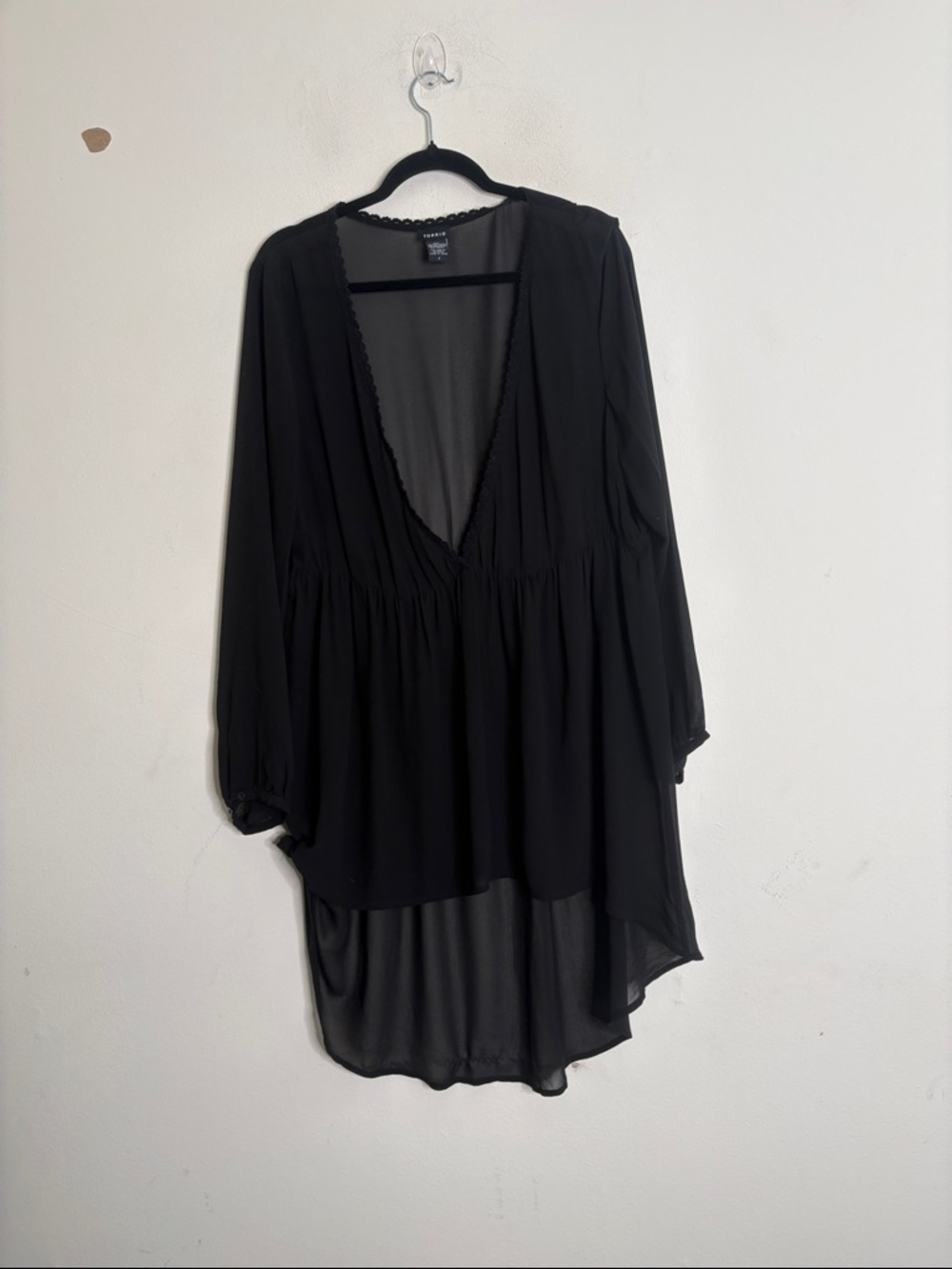 torrid Black Sheer V-Neck Babydoll Tunic